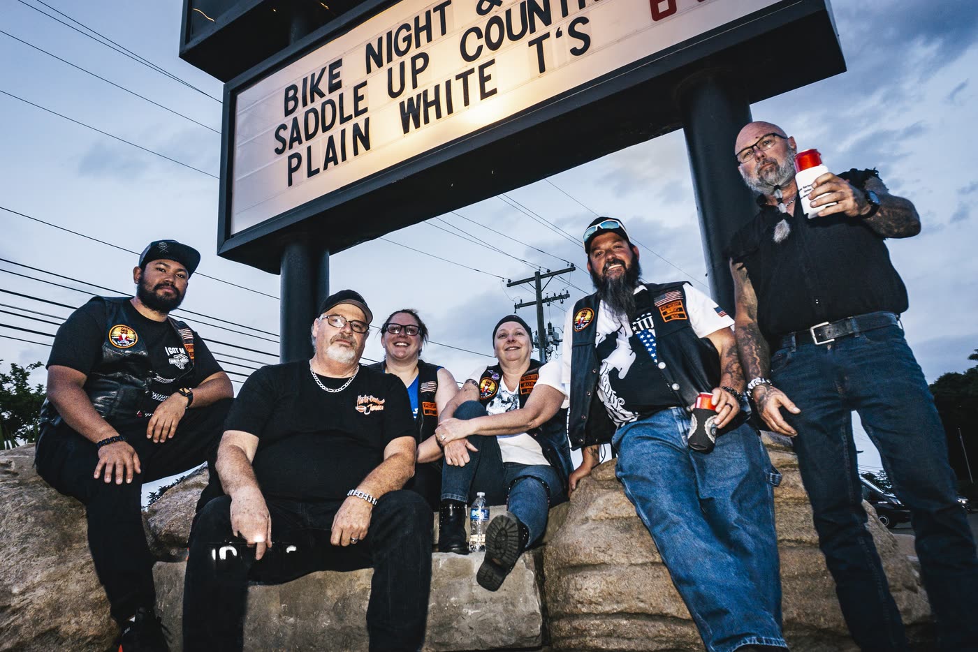 Group under the Diamondback marquee at Bike Night