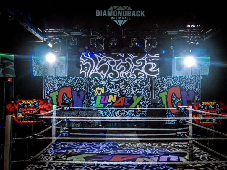 The JCW Lunacy ring set up under the lights at Diamondback Music Hall
