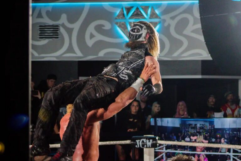 High flying move off the turnbuckle