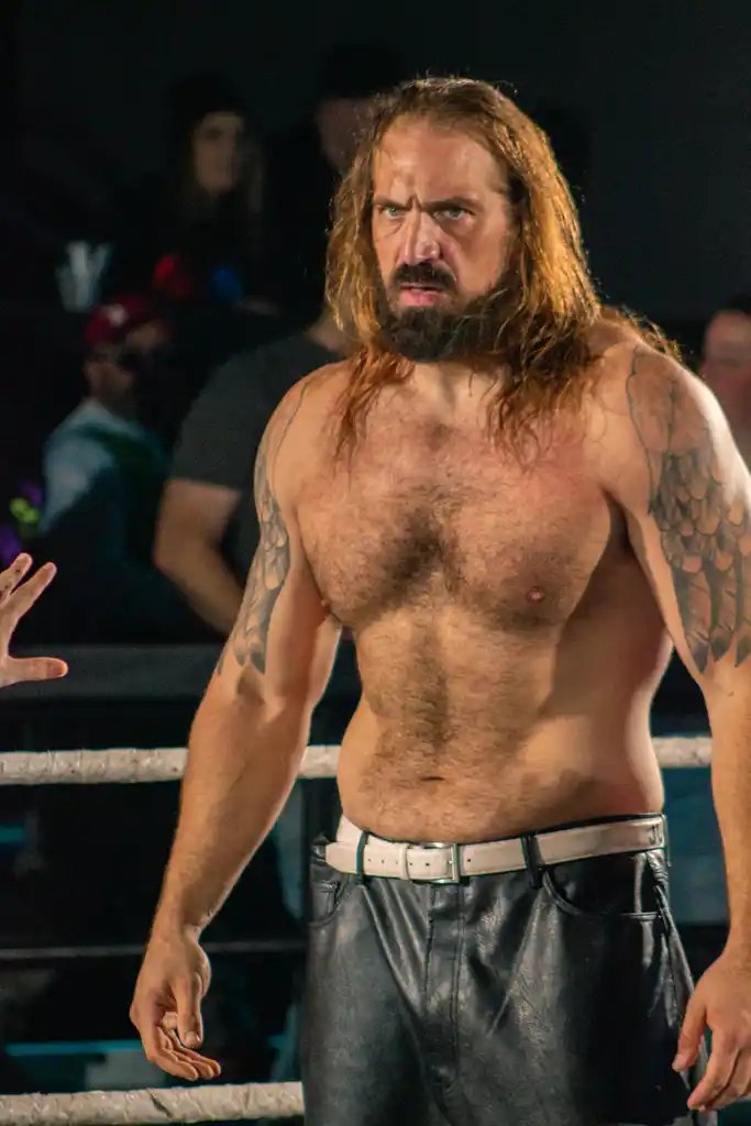 Wrestler staring down the crowd