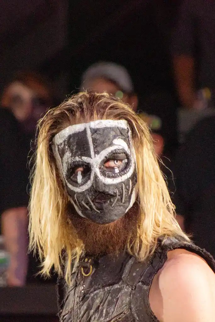 Wrestler in a painted face mask