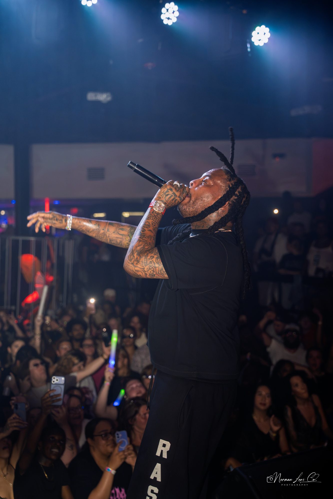 Waka Flocka Flame performing live with mic raised at Diamondback Music Hall